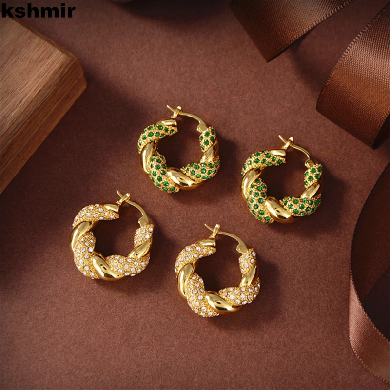 

kshmir 2021 Korea New Vintage earrings for women Metal gold earrings for women fashion earrings green earrings birthday party