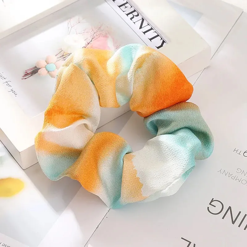 

Printed Hair Scrunchie For Women Girls Chiffon Elastic Hair Band Ponytail Holder Colourful Hair Rope Headband Hair Accessories