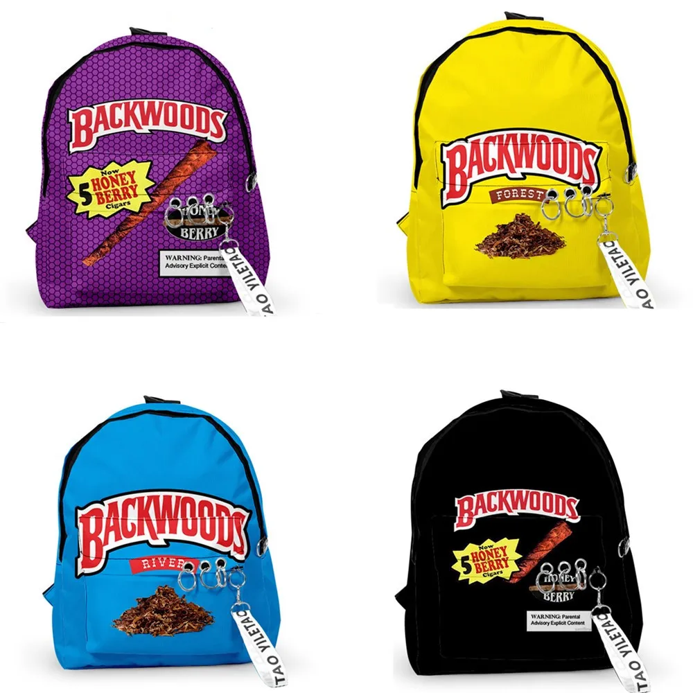 Рюкзаки с 3D-принтом сигар BACKWOODS школьные ранцы для подростков и студентов