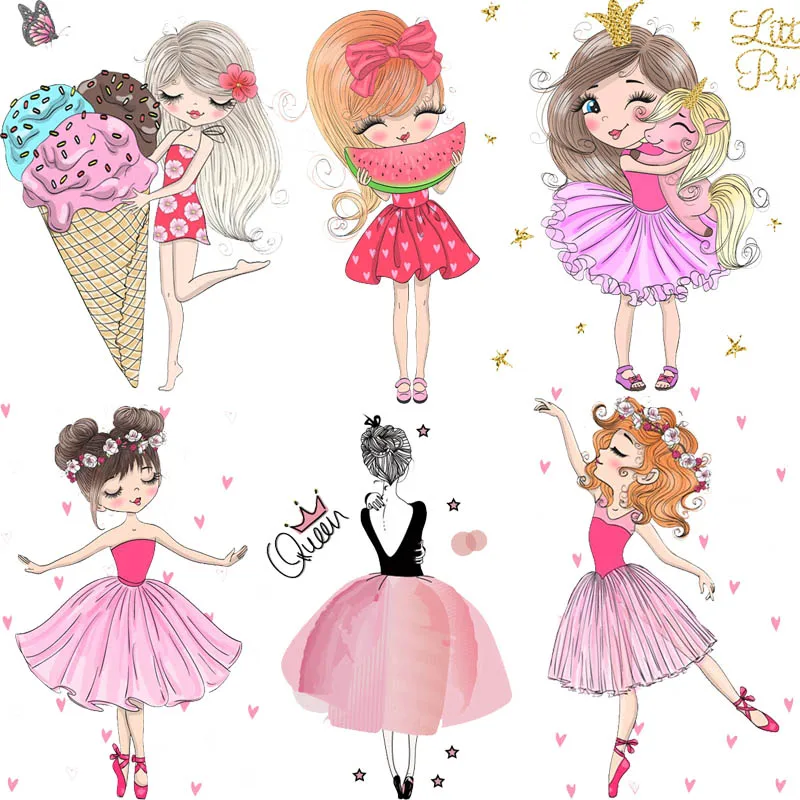 Утюжок на пластыри мультфильм милый танец девушка Термо Передача для одежды