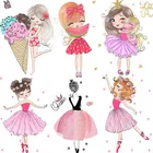 Термонаклейки на одежду для девочек, с рисунком танцующей девушки