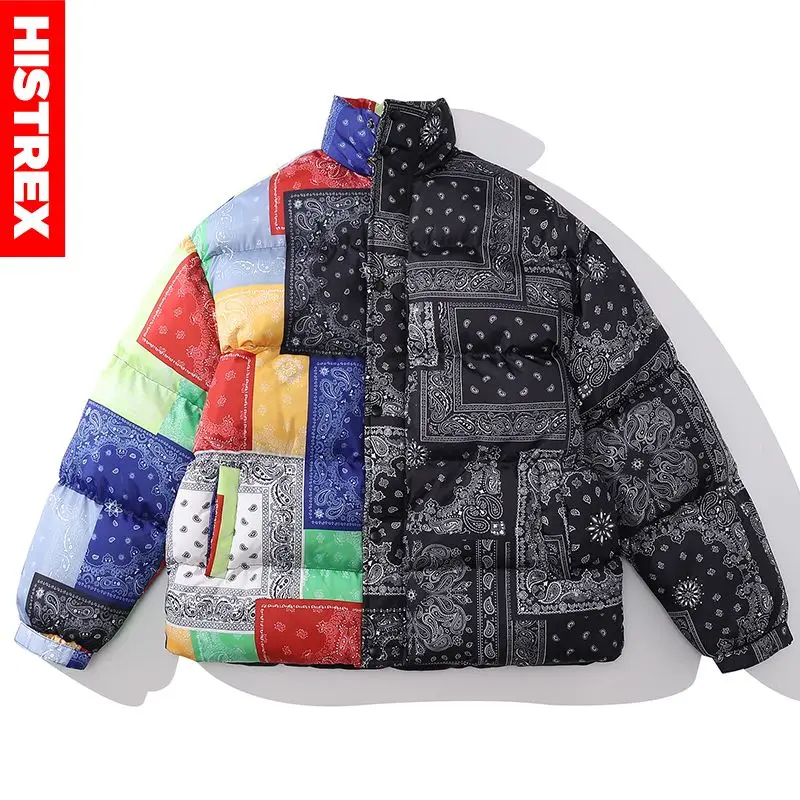 

HISTREX Cashew Flowers Printing Mens Down Jackets Casual High Quality Clothing Hip Hop Brand Winter 2022 Down Jacket Men 84T84#