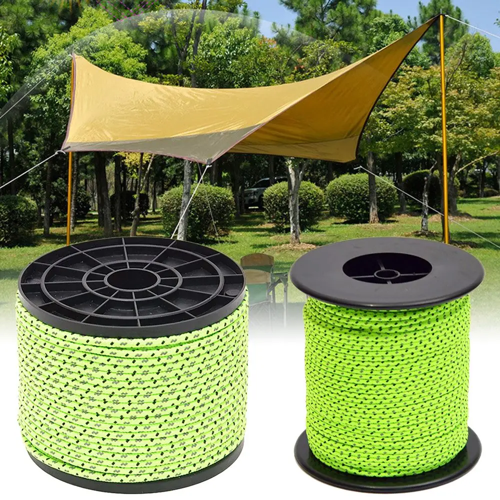 

50 м затяжка веревки для кемпинга яркий светоотражающий солнцезащитный навес ветрозащитный нейлоновый фиксированный Натяжной трос прочный...