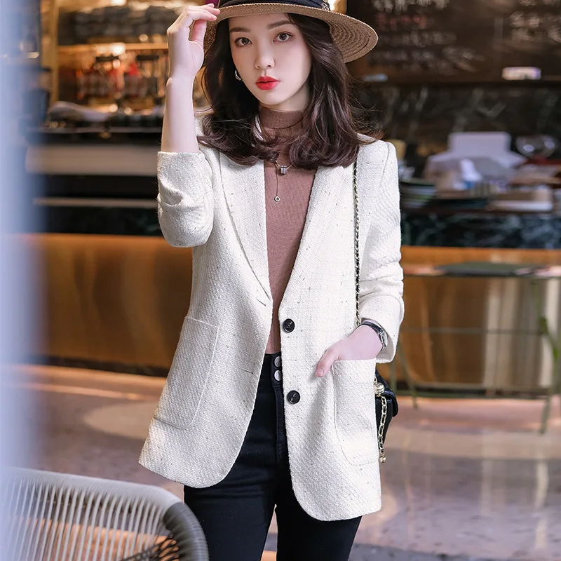 2022 High-quality  Women's Autumn and Winter New Single-breasted Mid-length Ladies Jacket Temperament Professional Wear