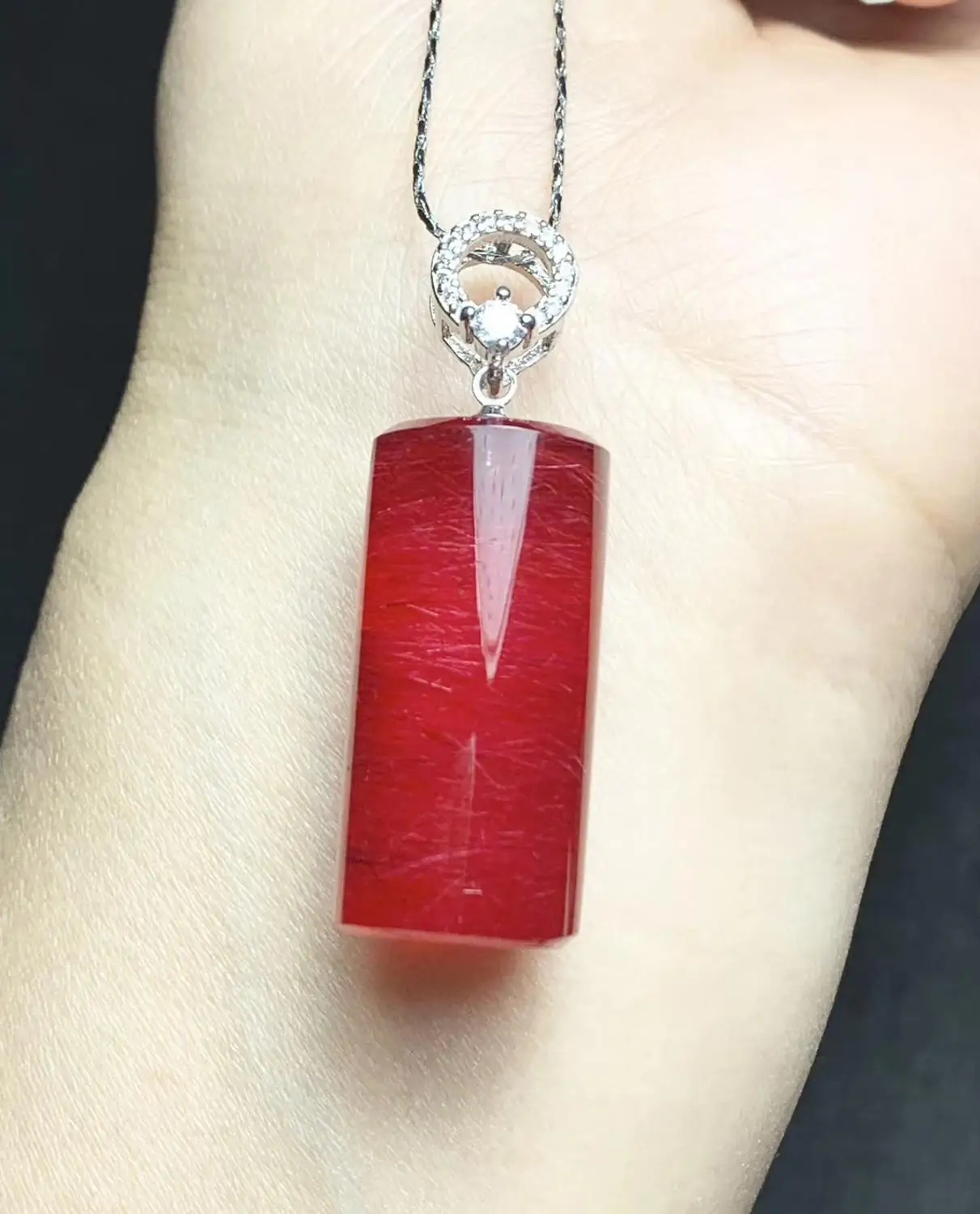 Натуральный Красный Рутиловый Кварц Драгоценный Кулон вечерние баррель Форма