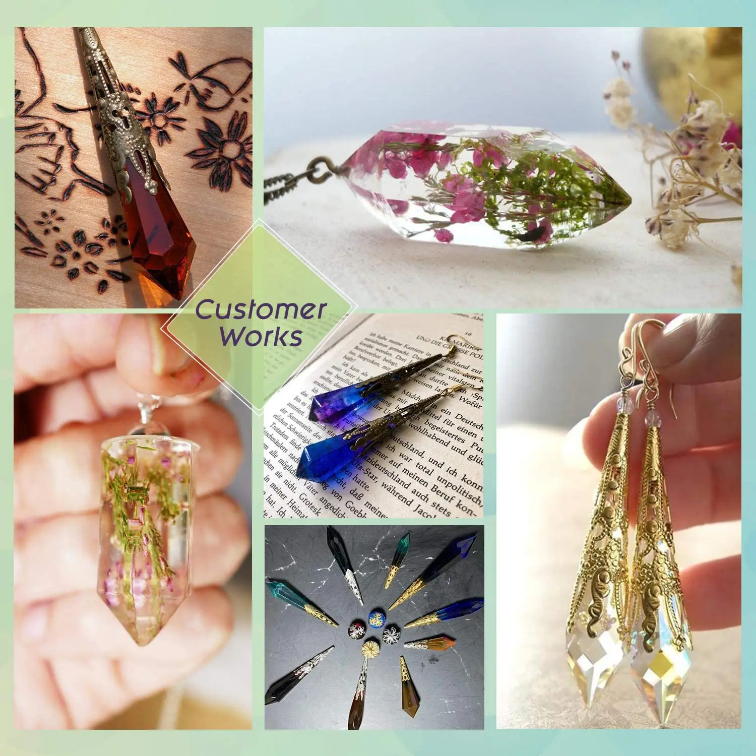 

Resin Pendulum Molds Flexible Silicone Quartz Crystal Mold Multi-Facet Gemstone Shape Pendant Mould for Resin Jewelry Pendant