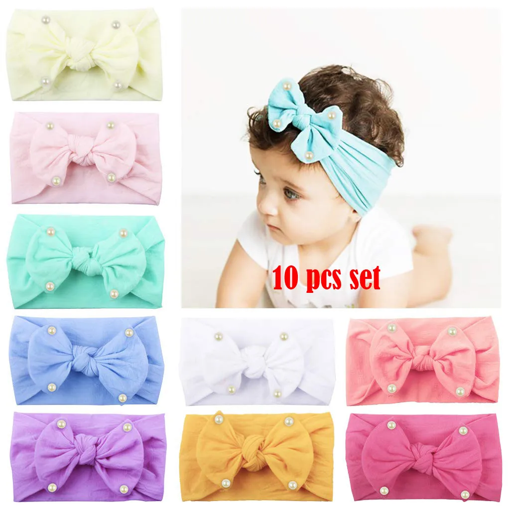 10 шт Девушки сплошной цвет повязка на голову для новорожденного младенца