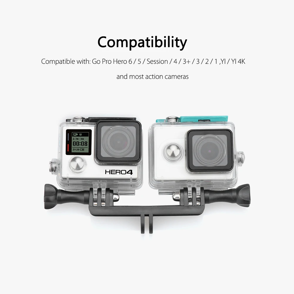 Vamson для Go pro Аксессуары двойной кронштейн мостовое крепление для Gopro Hero 7 6 5 4 для DJI OSMO Yi 4K штатив Экшн-камера VP518