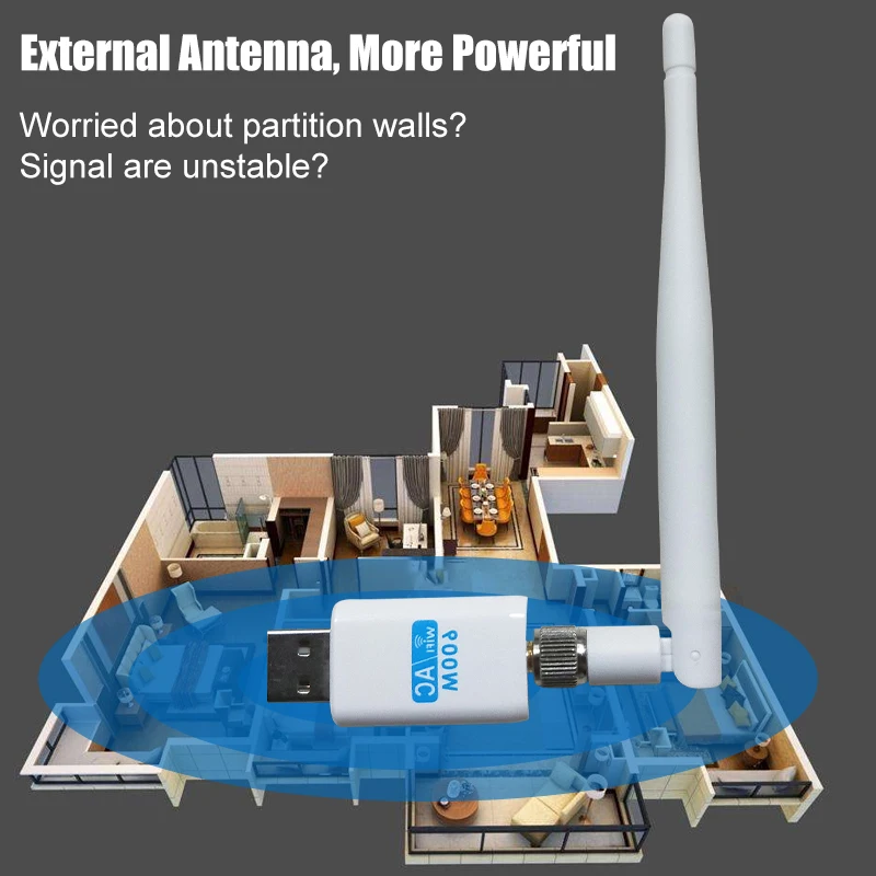 Беспроводной внешний ethernet 802.11ac ноутбук usb 2 4g 5g Настольный wifi адаптер antena dongle lan Wi Fi