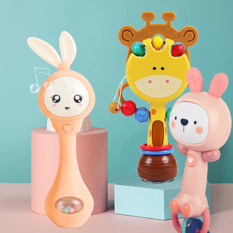 

Baby Rattle Toys Multiple Music Modes Flashing Rabbit Hand Bells Shaking Newborn Infant Gift Early Educational 0-12 Months