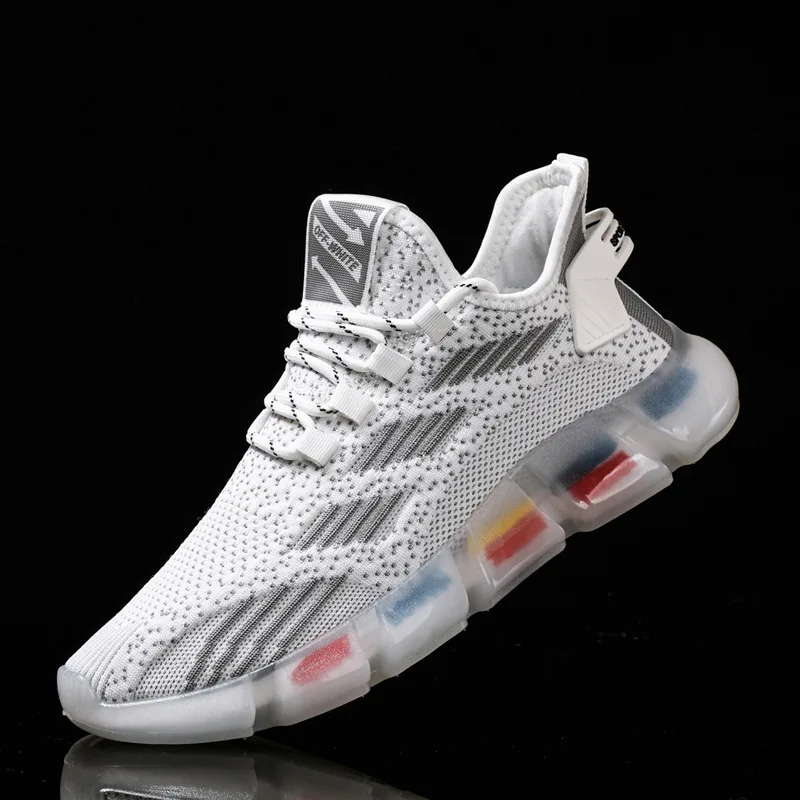 

Summer Fashion Breathable Sneakers High-Top Thick-Soled Vulcanized Shoes Flying Woven Mesh Walking Sports Men's Shoes