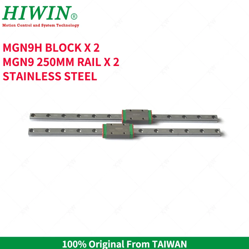 Бесплатная доставка 2 шт. Линейный направляющий рельс из нержавеющей стали HIWIN MGN9 длиной 250 мм с кареткой MGN9H Slider Long для 3D-принтера.