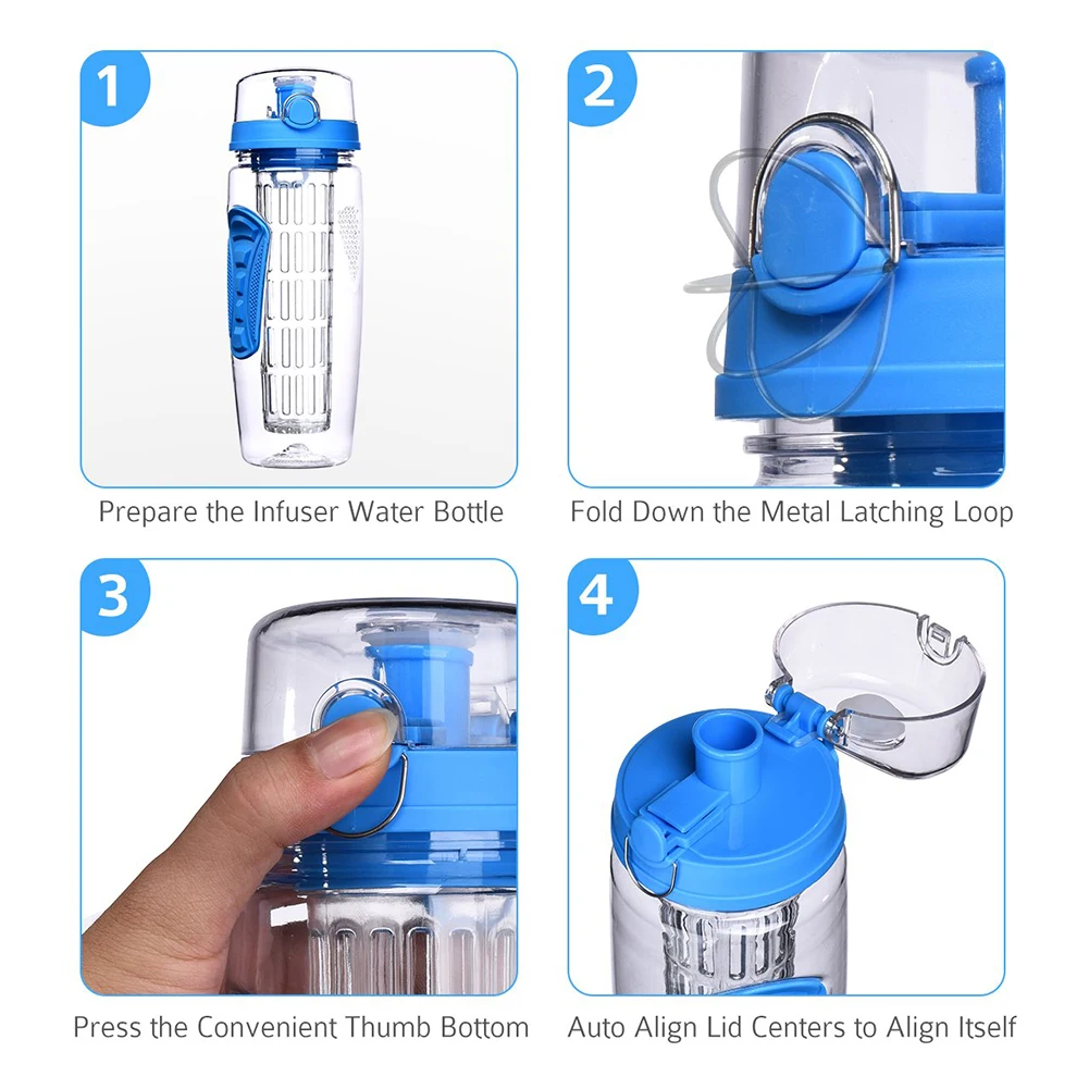 1000 мл Портативный рисунок плодов лимона Infuser флип губ анти-скольжения на открытом