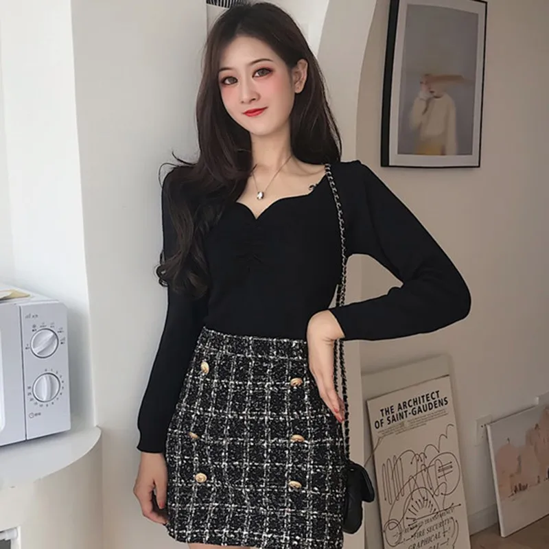 Осенние корейские стильные милые модные сумасбродные свитеры Женские