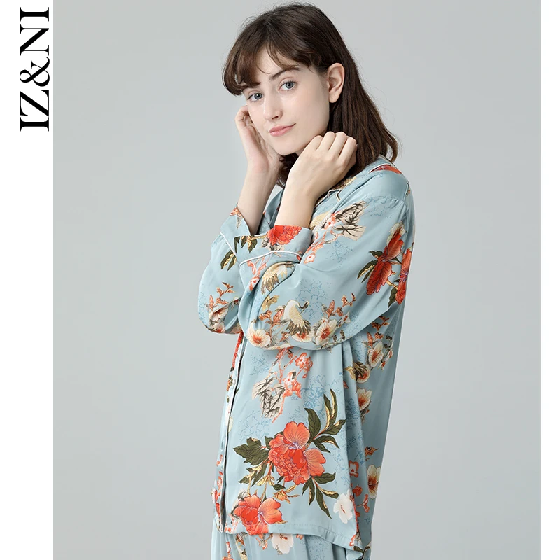 

★pajamas women fall long-sleeved ice silk Chinese wind, chrysanthemum, printing the crane luxury leisure wear suits