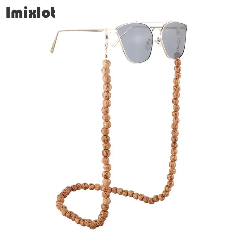 Модные круглые бусины цепочки для очков скорлупы кокосового ореха Линзы цепочка