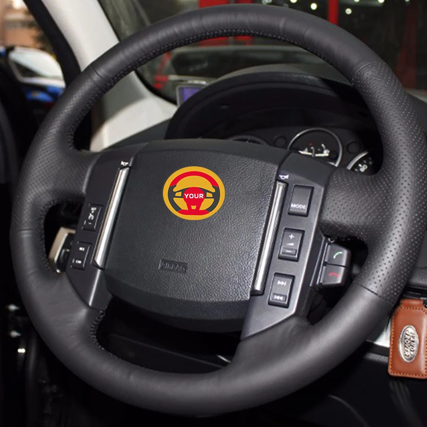 Black Natural Leather Car Steering Wheel Cover for Land Rover Freelander 2 2007-2012 | Автомобили и мотоциклы
