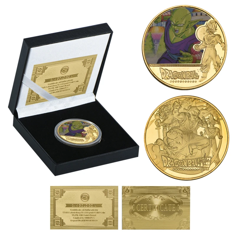 coin2 with box 5 шт. WR Dragon Ball позолоченные Коллекционные монеты с держателем для монет японский набор монет медаль подарок Прямая поставка - Цвет: coin2 with box