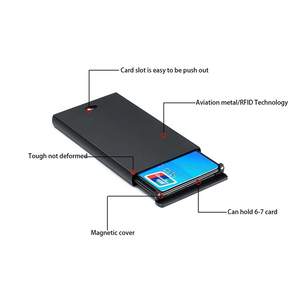 

2020 New Business Card Holders Metal Stainless Steel Creative Office Aluminum Card Pack Credit Card Holder Slim Rfid Wallet