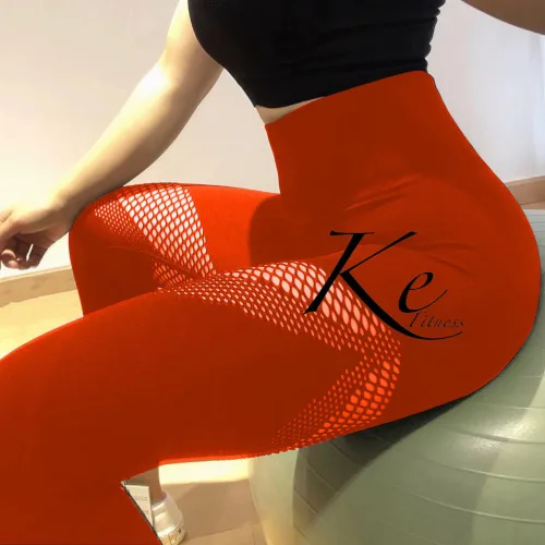 KE orange army green супер красота костюм для фитнеса женский полый бесшовный Высокая талия сексуальные штаны для фитнеса женские Беговые штаны для йоги - Цвет: Leggings Naranja