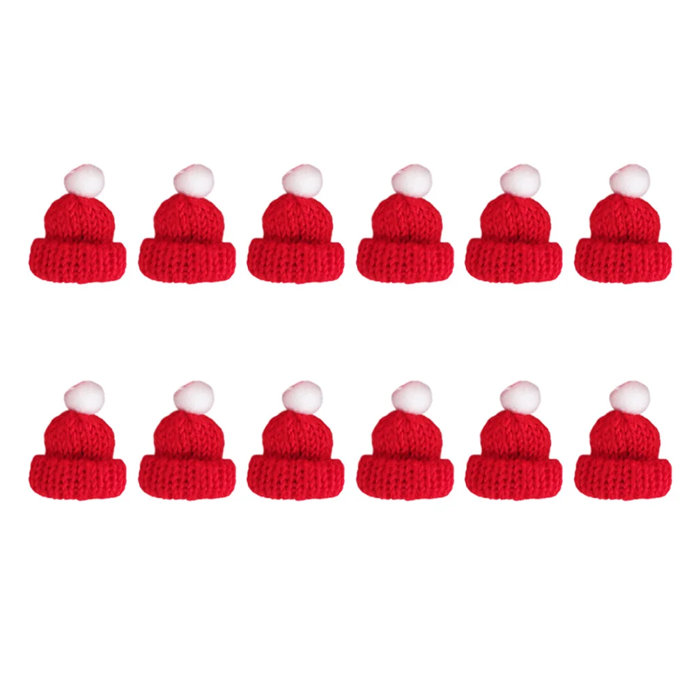 

12Pcs Mini Woven Hat Knitted Santa Hat Handwork Accessories Clothes Decoration