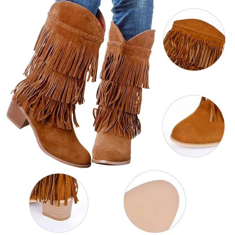 LASPERAL/Новинка Ботинки в богемном стиле на каблуке бохо Этнические женские