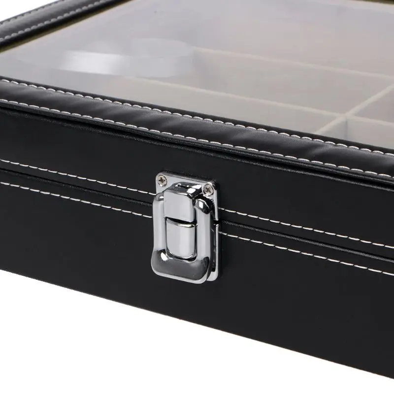 

A Professionally-Designed Black 8 Slots Eyeglasses Sunglasses Faux Leather Storage Organizer Display Case Box