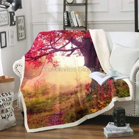 castle fairy flower tree fleece blanket for boys girls red old tree plush throw blankets for couch bed and living room maple