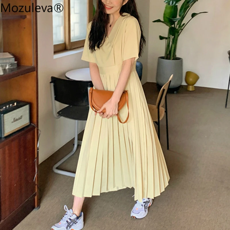 Женское свободное платье Mozuleva повседневное плиссированное миди с коротким
