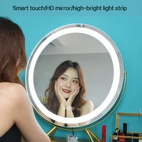 led makeup mirror rotating mirror with lamp large desktop round single sided hd beauty makeup home decoration standing mirror