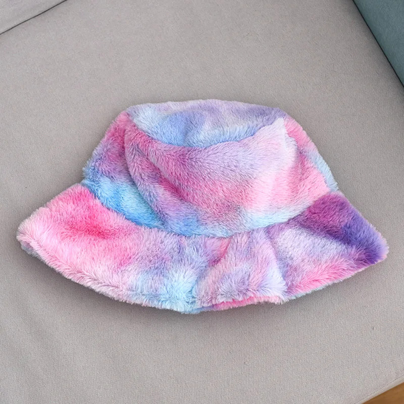 Faux Fur Winter Bucket Hat For Women Girl Fashion Solid Thickened Soft Warm Fishing Cap Outdoor Lady Plush Fluffy Panama Caps