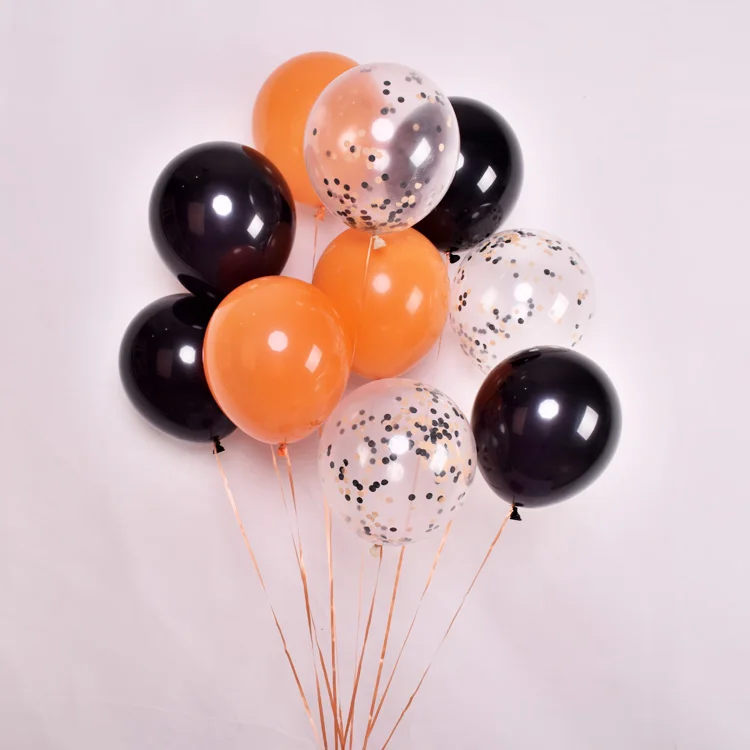 10pcs 10 шт./лот оранжевые черные латексные шары на Хэллоуин фигурки животные шары Аксессуары декор Хэллоуин - Цвет: 10pcs