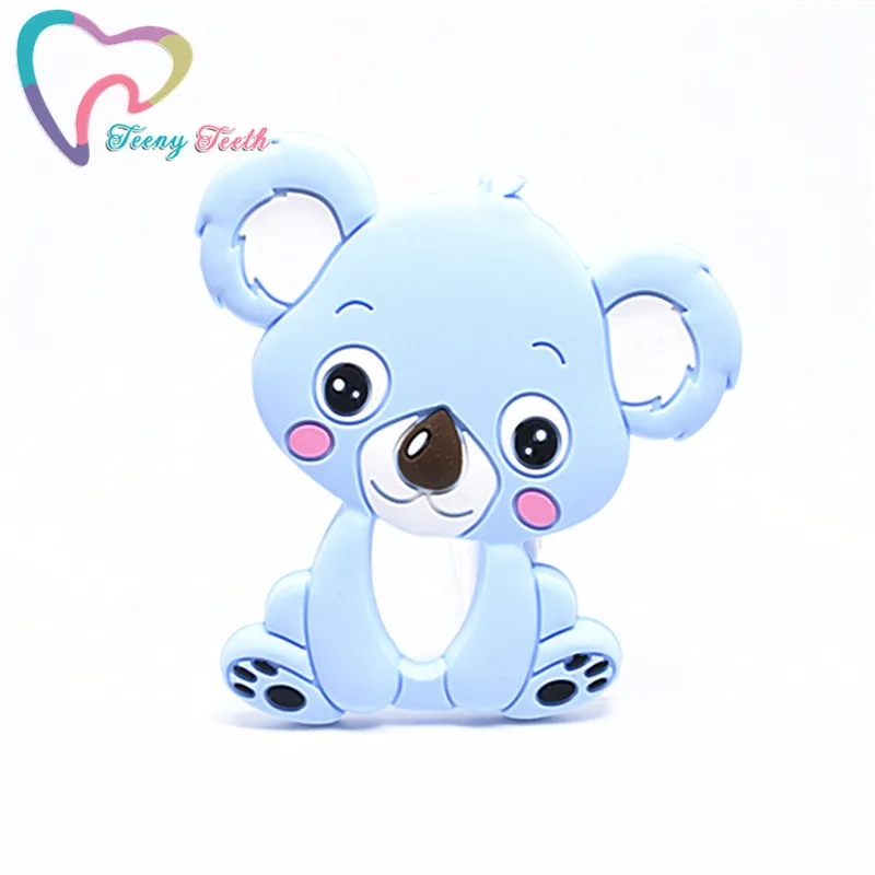 Soft Blue 10 шт силиконовый Прорезыватель в виде животного коала Детская Подвеска-прорезыватель BPA бесплатно жевательные Подвески силиконовые бусины игрушка подарок для прорезывания зубов ожерелье - Окраска металла: Soft Blue