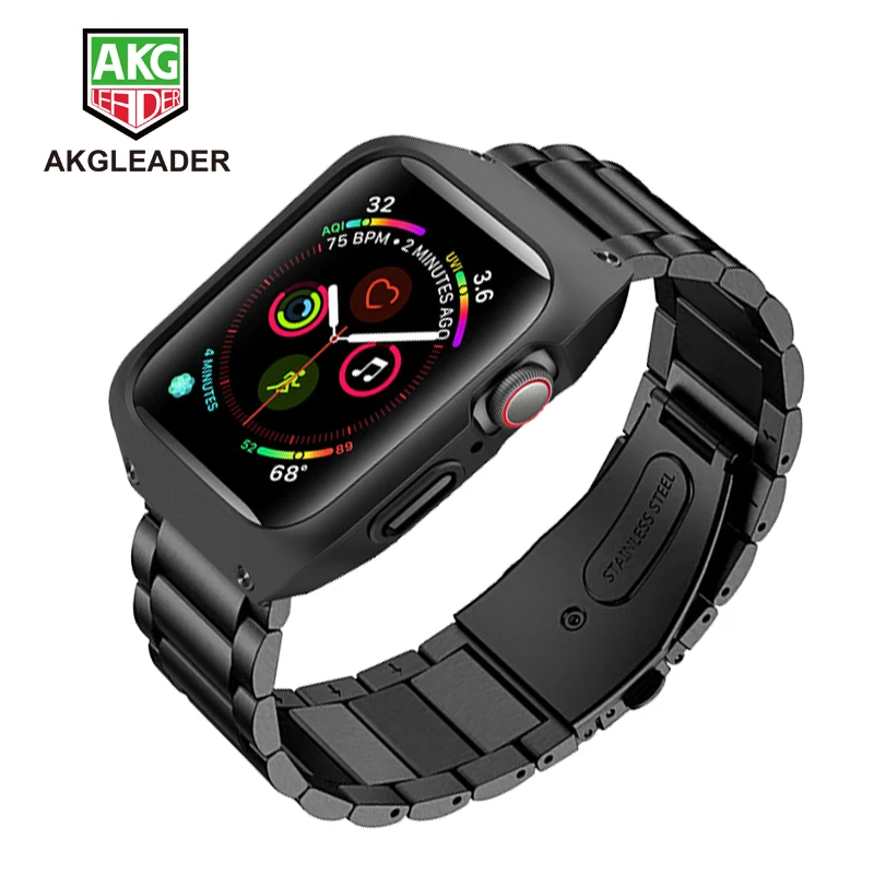 Браслет из нержавеющей стали для Apple Watch Series 4 5 металлический противоударный