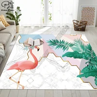flamingo pattern carpet square anti skid area floor mat 3d rug non slip mat dining room living room soft bedroom carpet