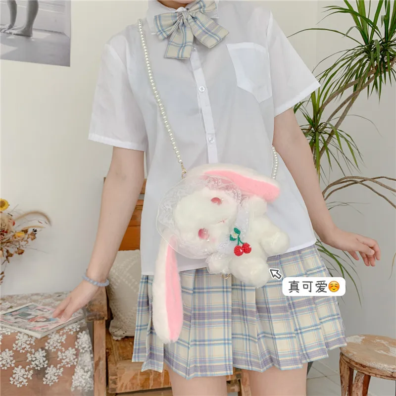 Плюшевые игрушки куклы в стиле Лолита с белым кроликом Банни сумка через плечо на