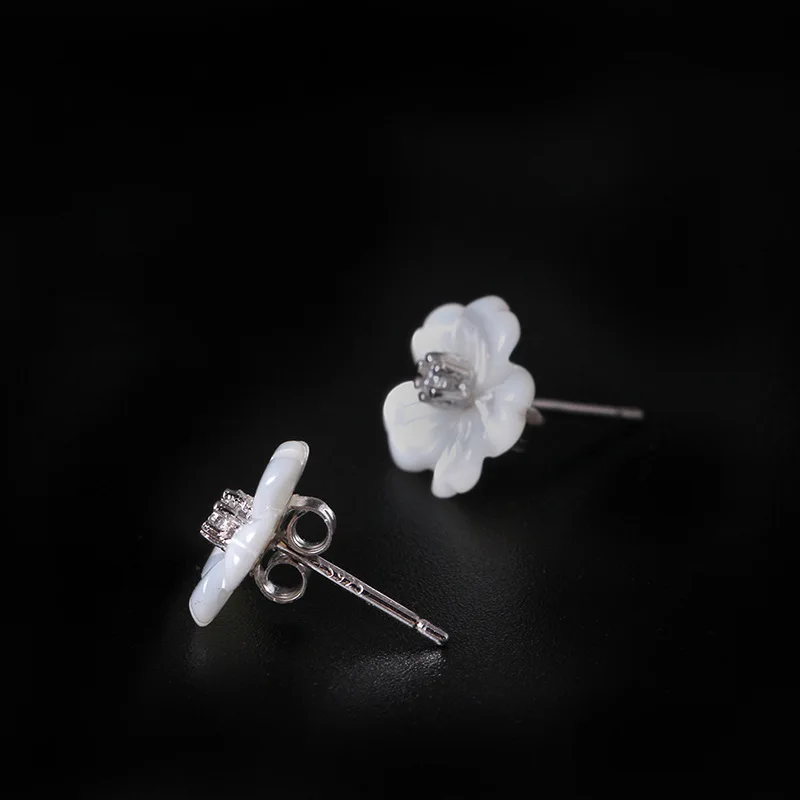 Женские серьги гвоздики из серебра 925 пробы с мозаикой фианитов|Серьги-гвоздики| |