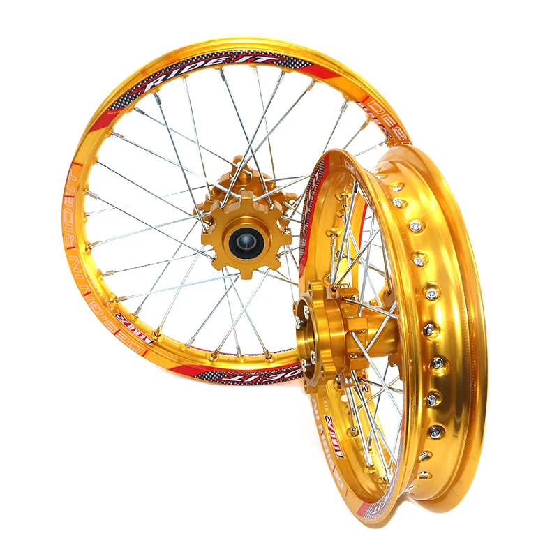 

12mm 15mm Gold Front 1.40x14" inch Rear 1.85x12" inch Al Alloy Wheel Rim For 160cc 150CC Dirt Pit bike 12 14 inch wheel