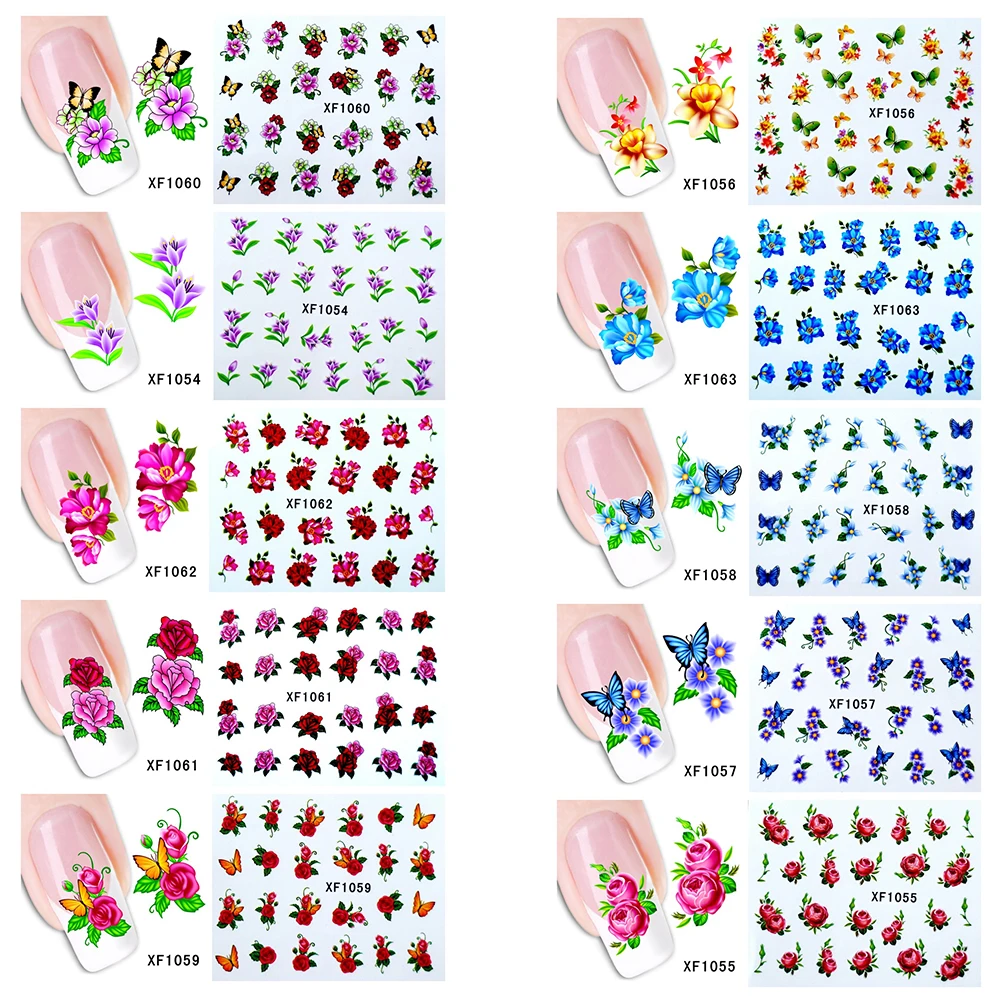 Искусство ногтей DIY Наклейка самоклеющаяся наклейка цветок бабочка шаблон