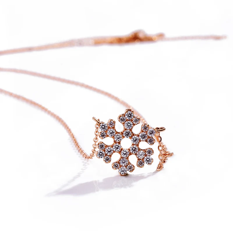 MYQAMRA 18K розовый золотой кулон-Снежинка Женская цепочка золотой кулон подарок на День святого Валентина для девушки