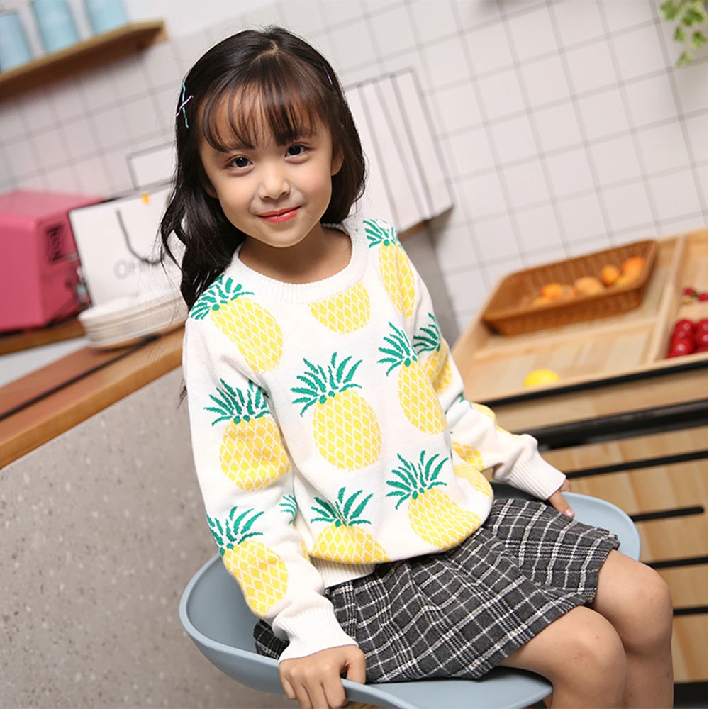 Новинка 2020 года Детские свитера Вязаные с рисунком ананаса Одежда для детей и