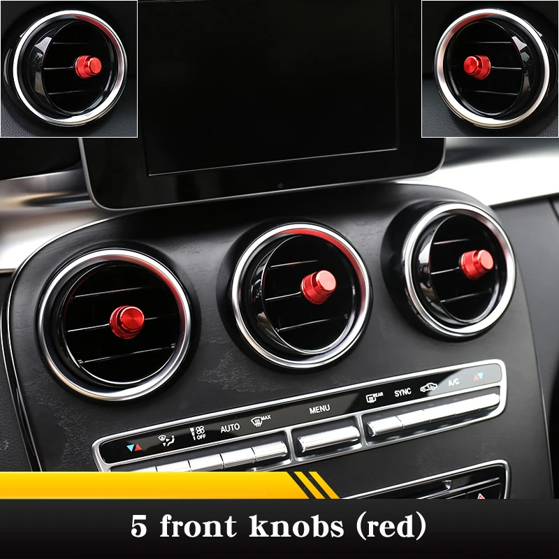 Red knob 5pcs Для Mercedes glc250 300 260 glc Coupe c-clsaa amg для интерьера автомобиля аксессуары для автомобильных наклеек воздушная розетка яркая полоса - Название цвета: Red knob 5pcs