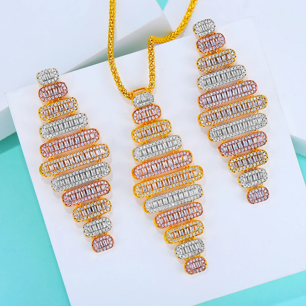 

Роскошное модное геометрическое ожерелье-подвеска Blachette в Дубае, серьги для женщин, ювелирные изделия для свадьбы, вечеринки, юбилея