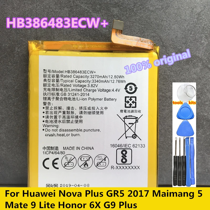

Original New 3340mAh HB386483ECW+ Battery For Huawei Honor 6X GR5 2017 Mate 9 lite G9 plus Maimang 5 MLA-AL00 MLA-AL10 Nova Plus