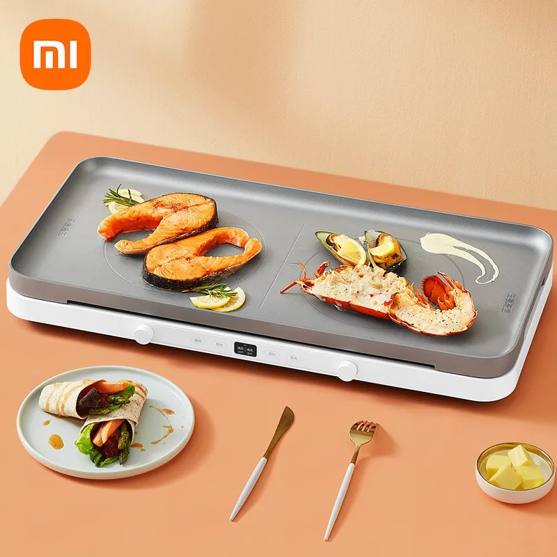

Xiao mi double-port induction cooker baking tray set household multifunctional cooking pot electric grill cooker 2200W