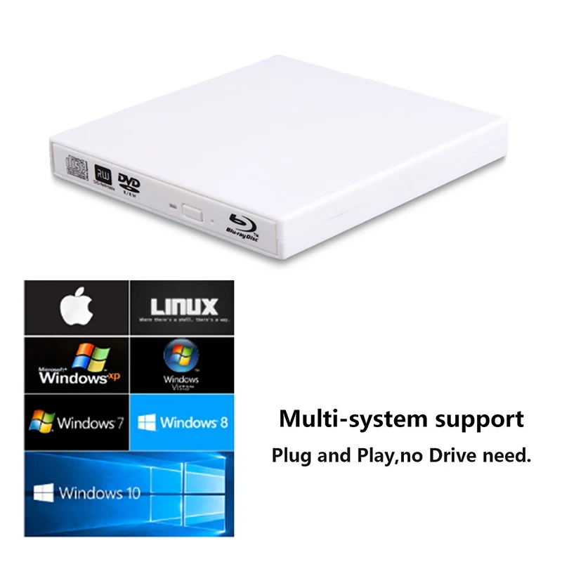 YAHEY Blu ray проигрыватель привод USB 2 0 Внешние оптические диски DVD горелка BD ROM