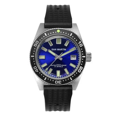 M2 Mineral glass 62MAS Мужские автоматические часы из нержавеющей стали для дайвинга 200 м водостойкий керамический Безель Сан Мартин модные наручные часы NH35 - Цвет: M2 Mineral glass