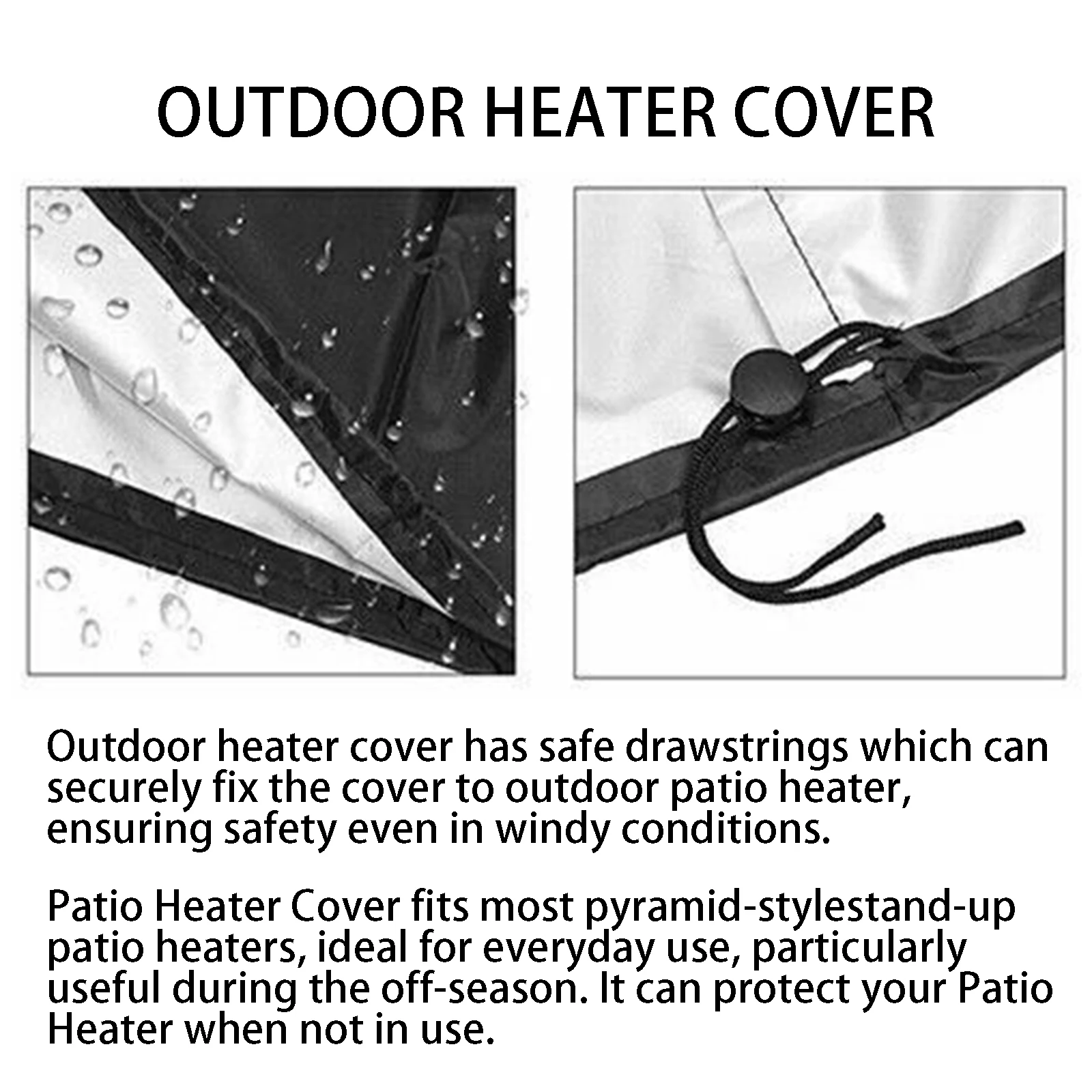 

Patio Heater Cover Outdoor, 87 Inch Heavy Duty Waterproof Garden Heater Cover For Pyramid Patio Heaters, Tall Heater Cover Black