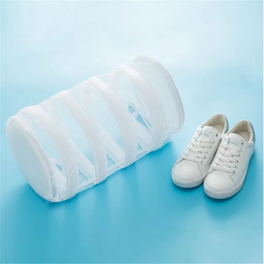 

White Laundry Bag Round Mesh Sneaker Wash And Dry Laundry Bag Bra Underwear Storage Baskets With Lanyard for Washing Machine