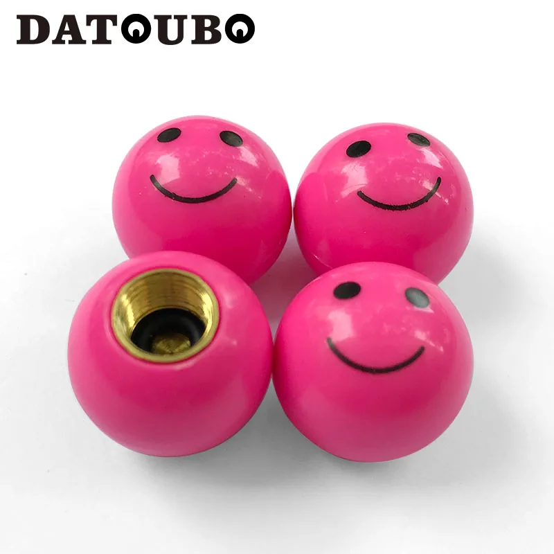 16 pcs pink color DATOUBO 16 шт. Высокое качество автомобильных шин Клапан стебли крышки, Розовый Синий Красный Улыбка лицо Универсальный Шредер шины клапан Крышка Воздушный пылезащитный колпачок - Цвет: 16 pcs pink color